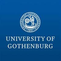 University of Gothenburg logo with school crest against blue background